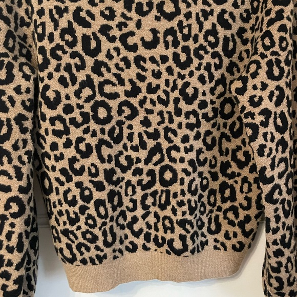 Abercrombie & Fitch Leopard Print V-Neck Sweater XS Tan Black Animal Print - Picture 12 of 12